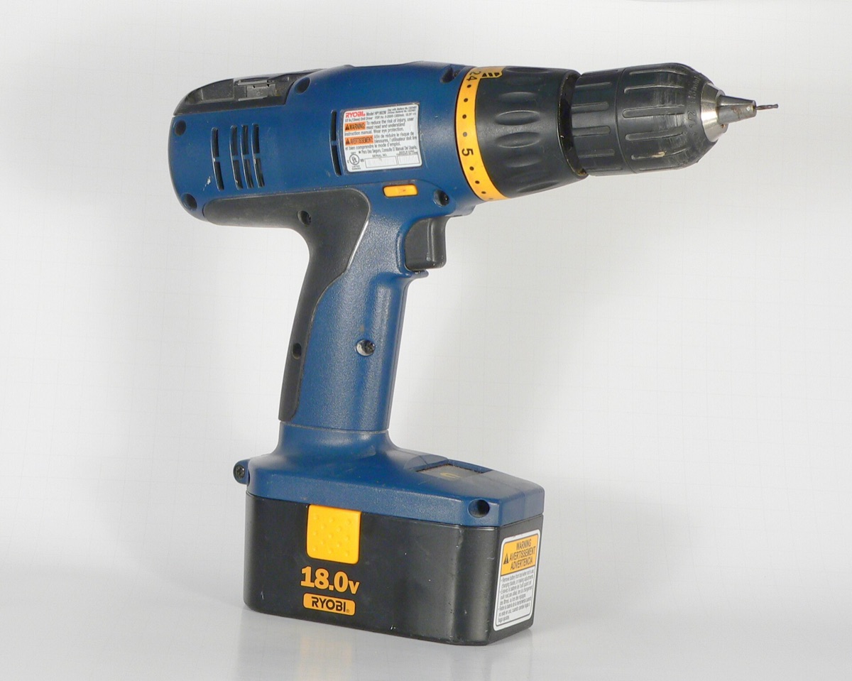 Modern cordless power drill for DIY wood projects