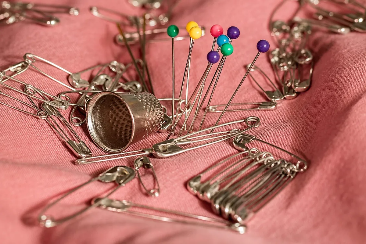 sewing, thimble, pins, safety pins, needle, mending, repair, haberdashery, prick, sewing, sewing, sewing, sewing, sewing, pins, needle
